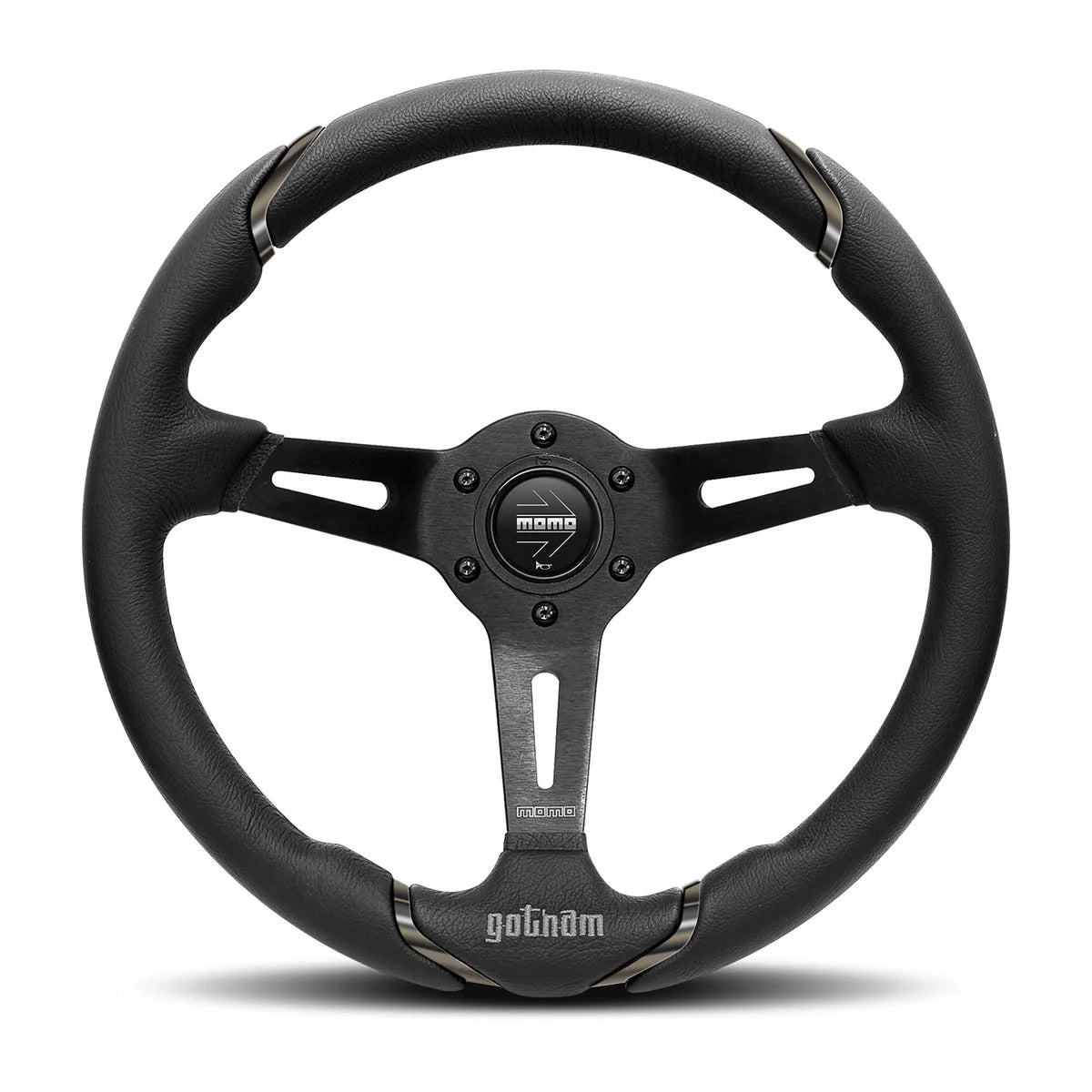 MOMO Gotham 350mm Steering Wheel - Black Leather