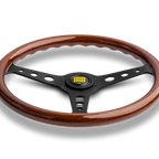 MOMO Indy Black 350mm Steering Wheel - Mahogany Wood - product view 3
