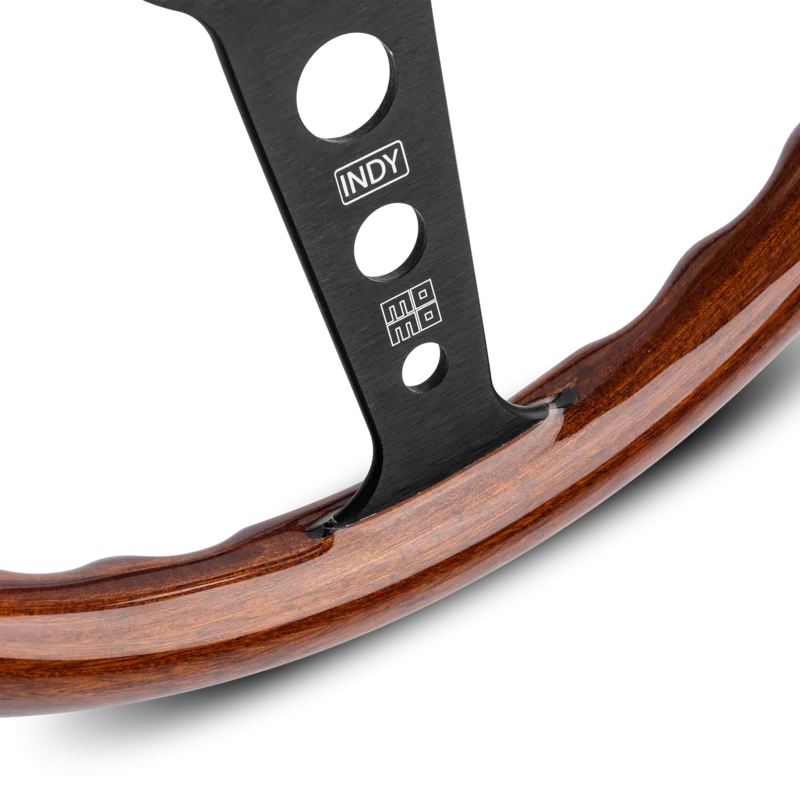 MOMO Indy Black 350mm Steering Wheel - Mahogany Wood - product view 5