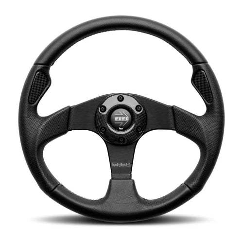 MOMO Performance Jet 320MM Black AirLeather w/ Carbon Fiber Inserts