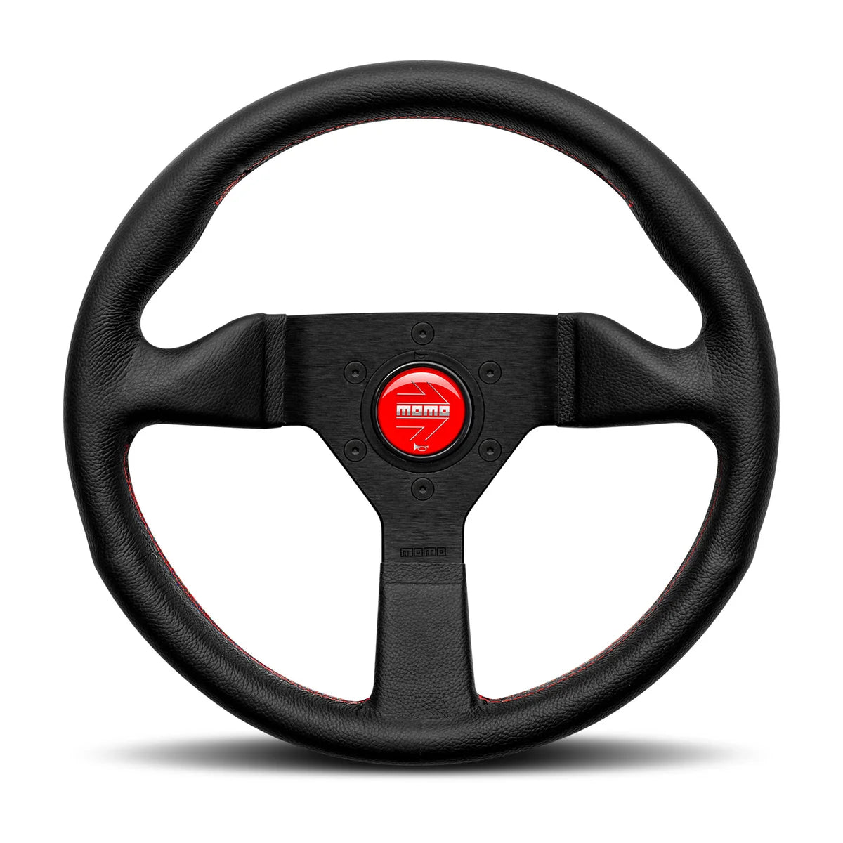 MOMO Montecarlo 320mm Steering Wheel - Black Leather, Red Stitching