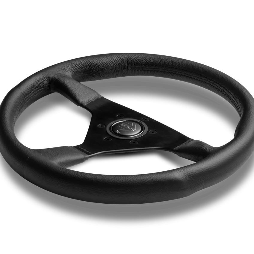 MOMO Montecarlo 350mm Steering Wheel - Black Leather, Black Stitching - product view 2