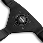 MOMO Montecarlo 350mm Steering Wheel - Black Leather, Black Stitching - product view 3