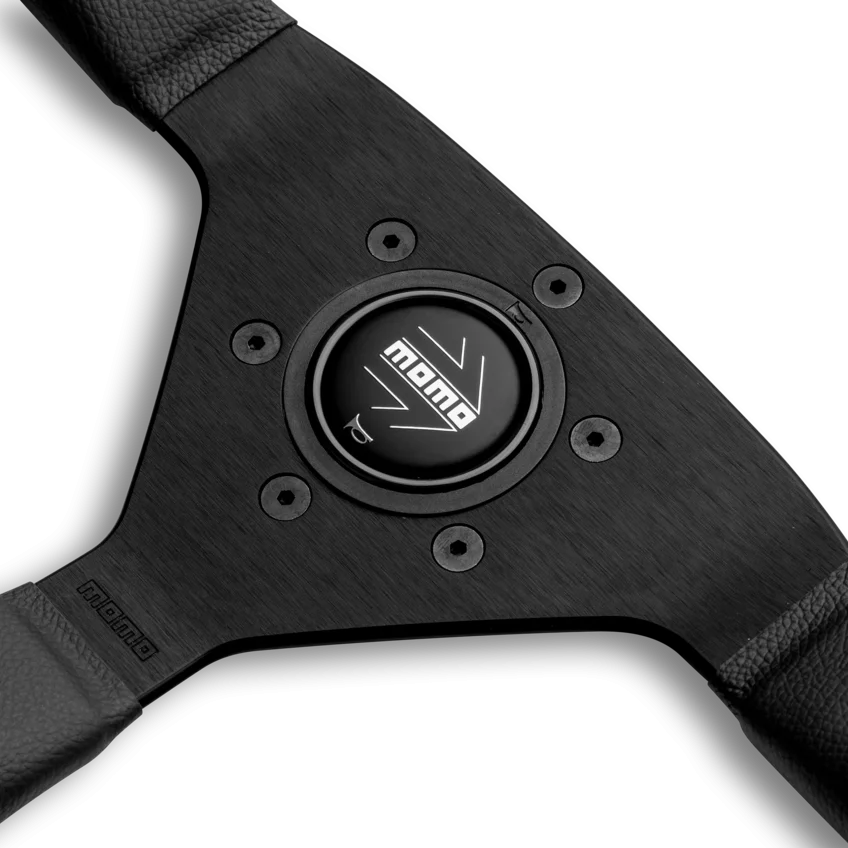 MOMO Montecarlo 350mm Steering Wheel - Black Leather, Black Stitching - product view 3