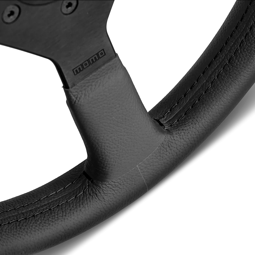 MOMO Montecarlo 350mm Steering Wheel - Black Leather, Black Stitching - product view 4
