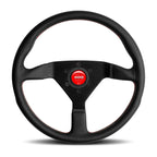 MOMO Montecarlo 350mm Steering Wheel - Black Leather, Red Stitching