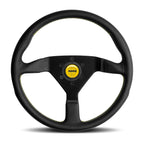 MOMO Montecarlo 350mm Steering Wheel - Black Leather, Yellow Stitching