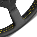 MOMO Montecarlo 350mm Steering Wheel - Black Leather, Yellow Stitching - product view 2