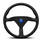 MOMO Montecarlo 350mm Steering Wheel - Black Leather, Blue Stitching