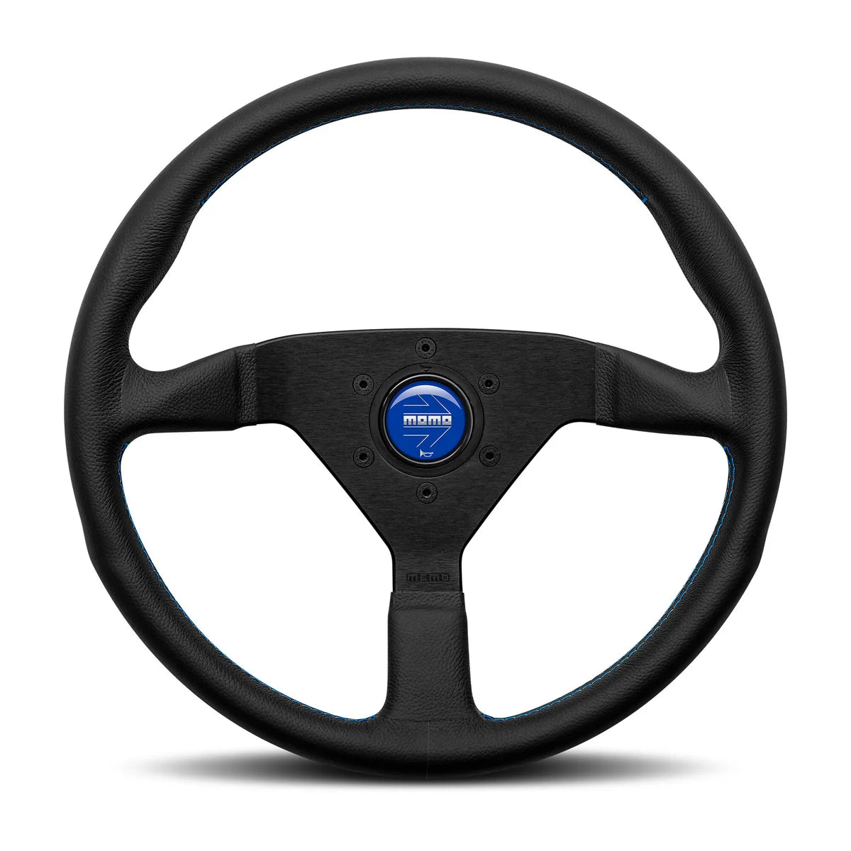 MOMO Montecarlo 350mm Steering Wheel - Black Leather, Blue Stitching
