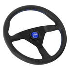 MOMO Montecarlo 350mm Steering Wheel - Black Leather, Blue Stitching - product view 2