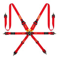 MOMO Corsa 6-Point HANS Harness - Red, Camlock