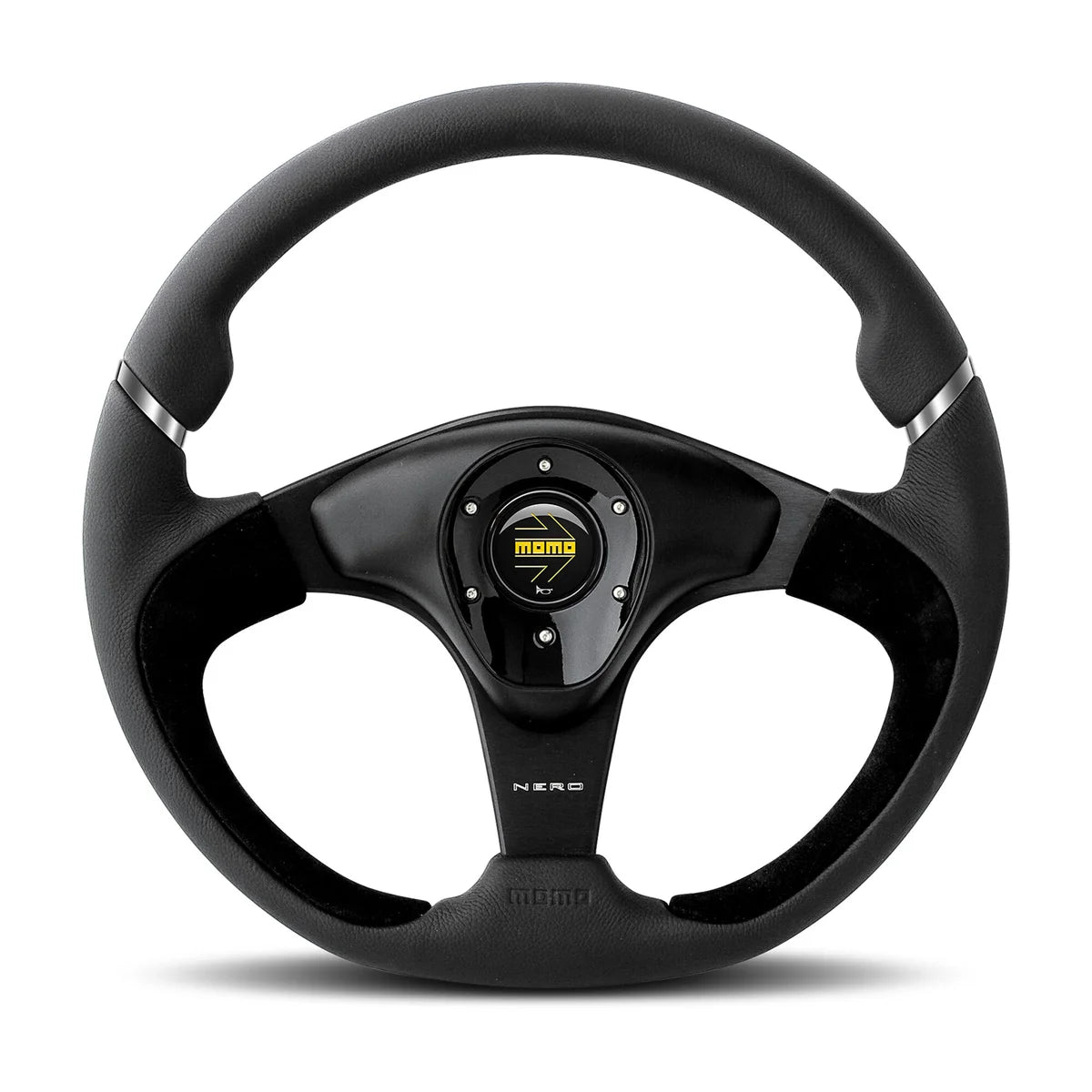 MOMO Nero 350mm Steering Wheel - Black Leather