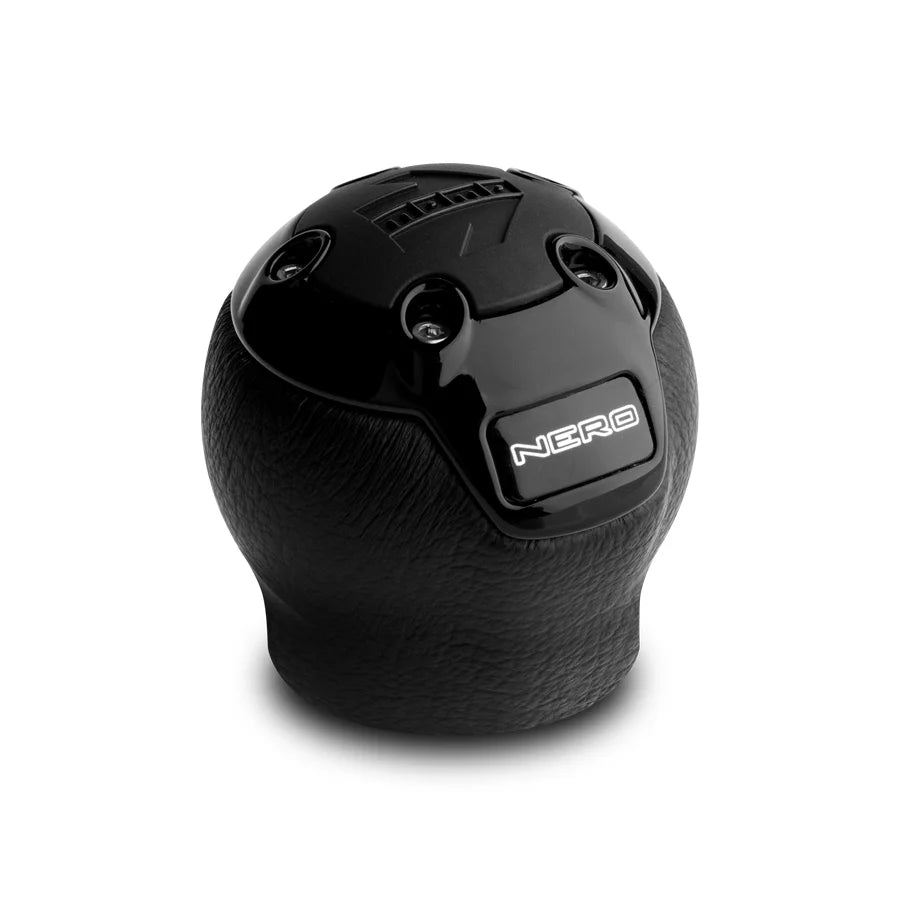 MOMO Nero Short Shift Knob - Black Leather, Reverse Lockout