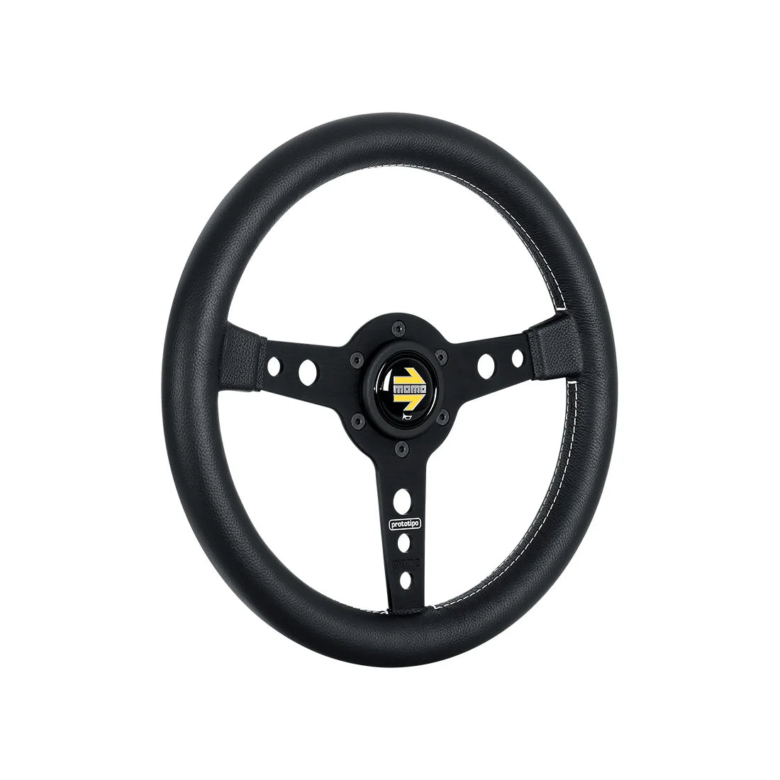 MOMO Prototipo 320mm Steering Wheel - Black Leather, Black Anodized Spokes - product view 2