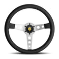 MOMO Prototipo 350mm Steering Wheel - Black Leather, Aluminum Spokes