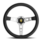 MOMO Prototipo 350mm Steering Wheel - Black Leather, Aluminum Spokes