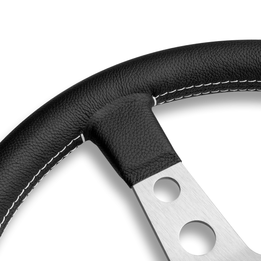 MOMO Prototipo 350mm Steering Wheel - Black Leather, Aluminum Spokes - view 2