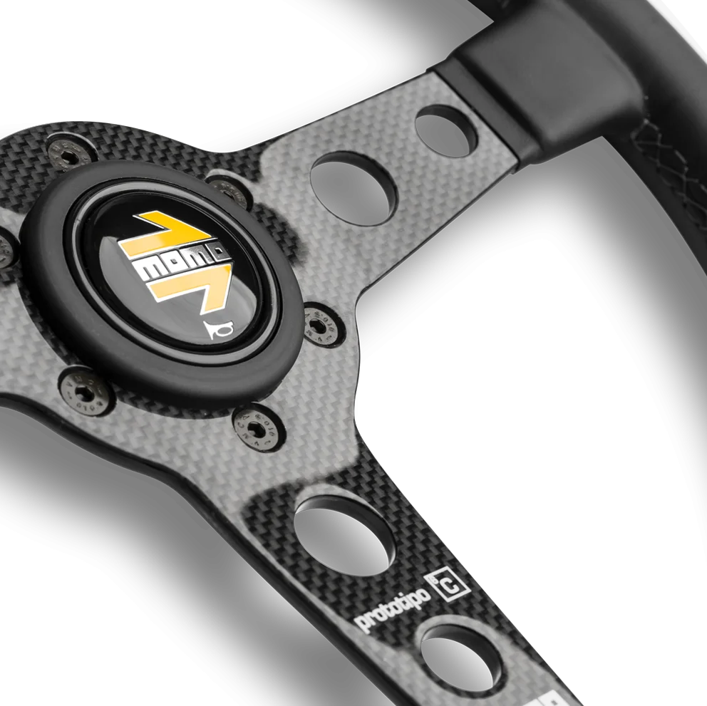 MOMO Prototipo 6C 350mm Steering Wheel - Black Leather - product view 3
