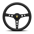 MOMO Prototipo 350mm Steering Wheel - Black Leather, Black Anodized Spokes
