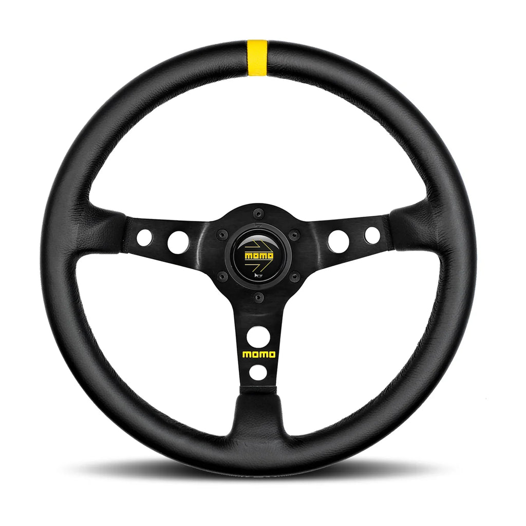 MOMO MOD. 07 350mm Steering Wheel - Black Leather