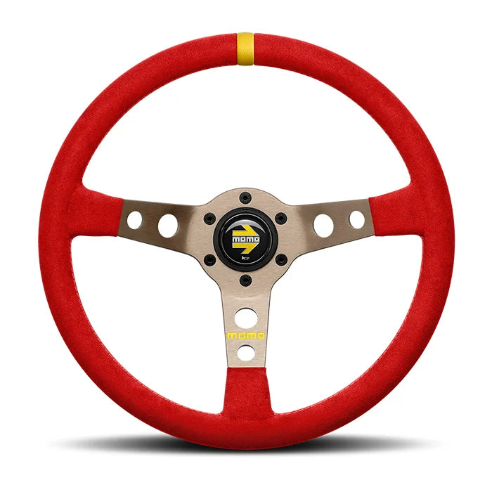 MOMO MOD. 07 Microfiber 350mm Steering Wheel - Red Microfiber
