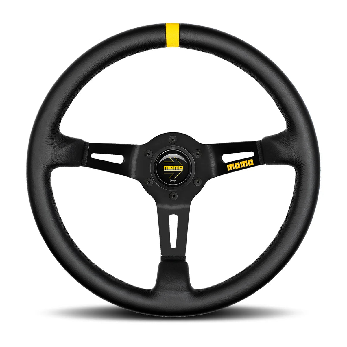MOMO MOD. 08 350mm Steering Wheel - Black Leather