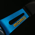 MOMO MOD. 08 330mm Steering Wheel - Black Leather, Blue Anodized Spokes - product view 4