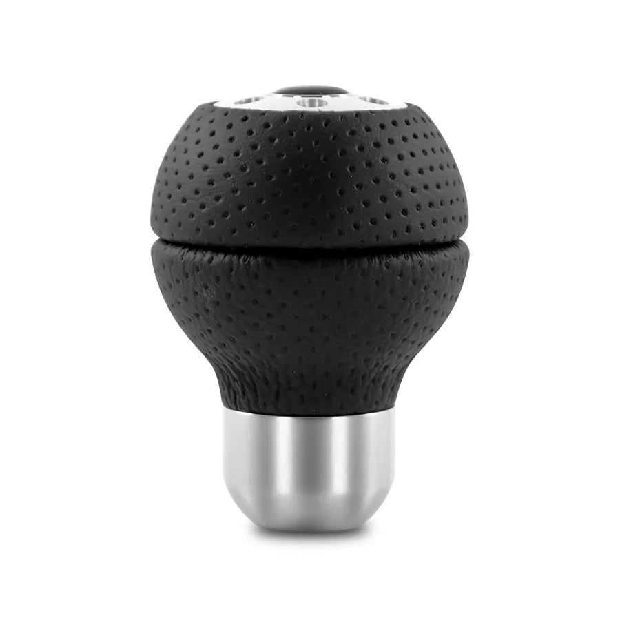 MOMO Race Airleather Shift Knob - Black Leather & Aluminum