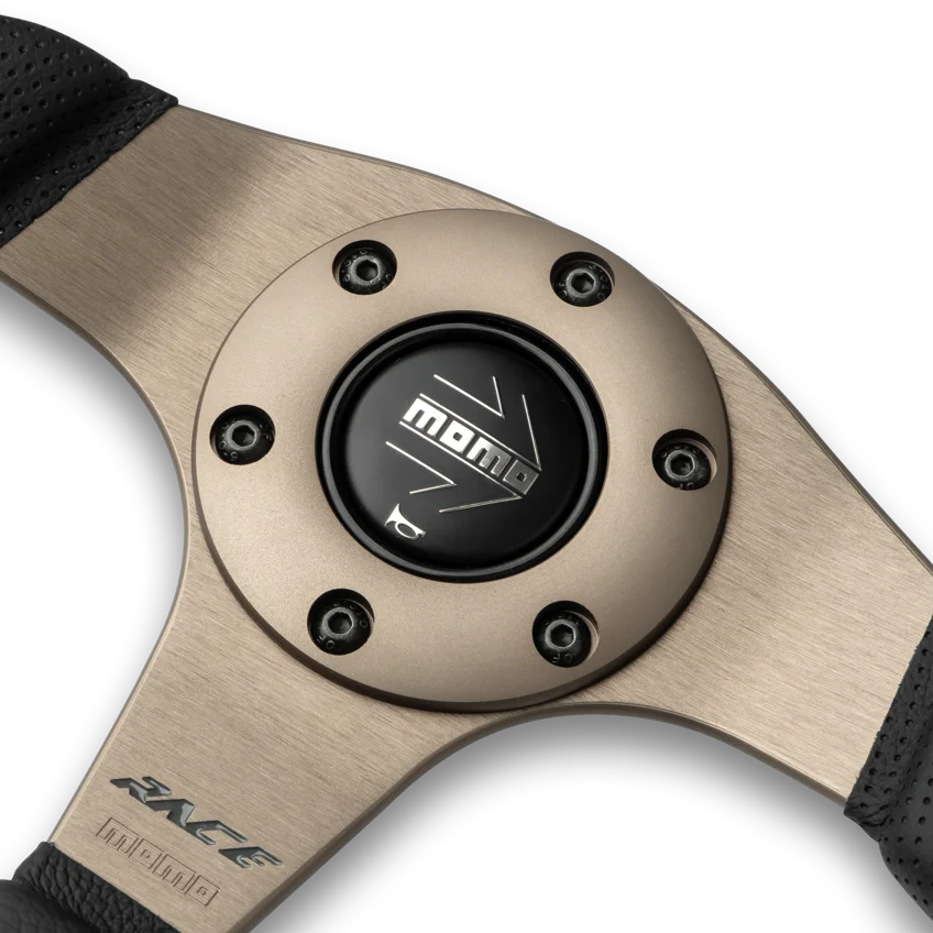 MOMO Race 2.0 350mm Steering Wheel - Black Leather - product view 4