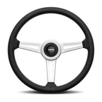 MOMO Retro 360mm Steering Wheel - Black Leather