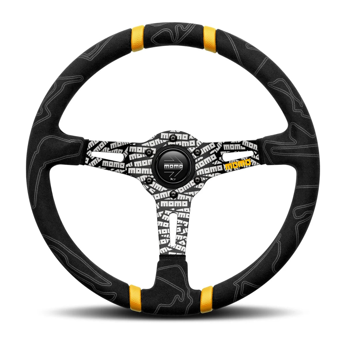 MOMO Ultra 350mm Steering Wheel - Premium Microfiber, Black Anodized Spokes