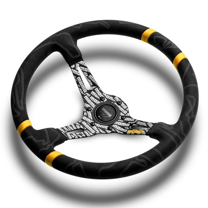 MOMO Ultra 350mm Steering Wheel - Premium Microfiber, Black Anodized Spokes - product view 2