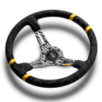 MOMO Ultra 350mm Steering Wheel - Premium Microfiber, Black Anodized Spokes - product view 2