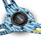 MOMO Ultra 350mm Steering Wheel - Premium Microfiber, Blue Anodized Spokes - product view 2