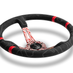 MOMO Ultra 350mm Steering Wheel - Premium Microfiber, Red Anodized Spokes - product view 2