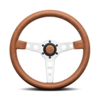 MOMO Prototipo Heritage 350mm Steering Wheel - Brown Distressed Leather, Aluminum Spokes