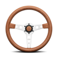 MOMO Prototipo Heritage 350mm Steering Wheel - Brown Distressed Leather, Aluminum Spokes