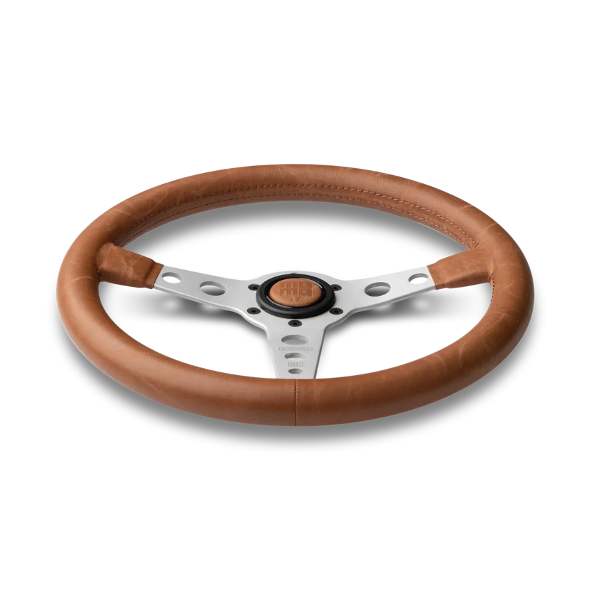 MOMO Prototipo Heritage 350mm Steering Wheel - Brown Distressed Leather, Aluminum Spokes - view 2