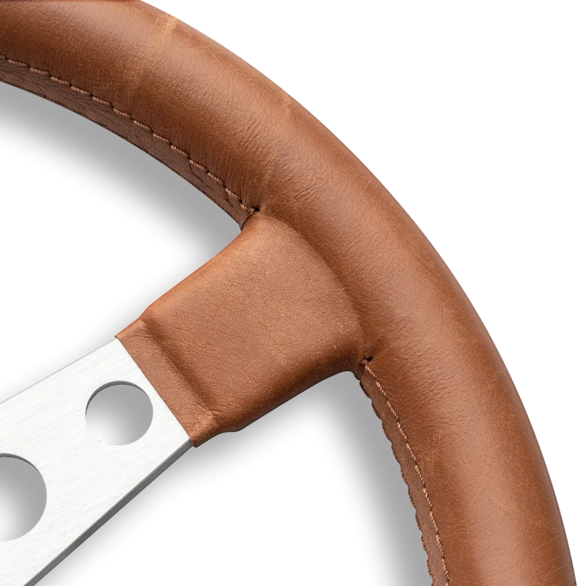 MOMO Prototipo Heritage 350mm Steering Wheel - Brown Distressed Leather, Aluminum Spokes - view 5