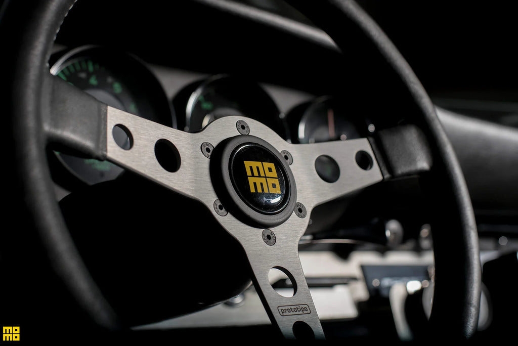 MOMO Prototipo Heritage 350mm Steering Wheel - Brown Distressed Leather, Aluminum Spokes - MOMO model installation example