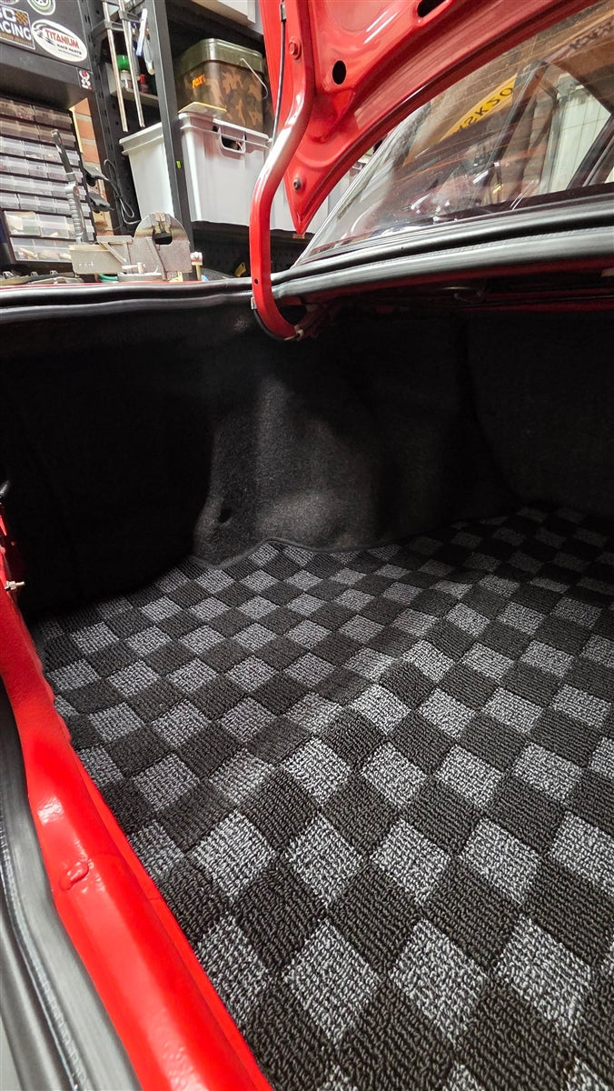 Phase 2 Motortrend (P2M) Checkered Carpet Race Trunk Mat - Honda Civic EF Sedan (1988-1991)