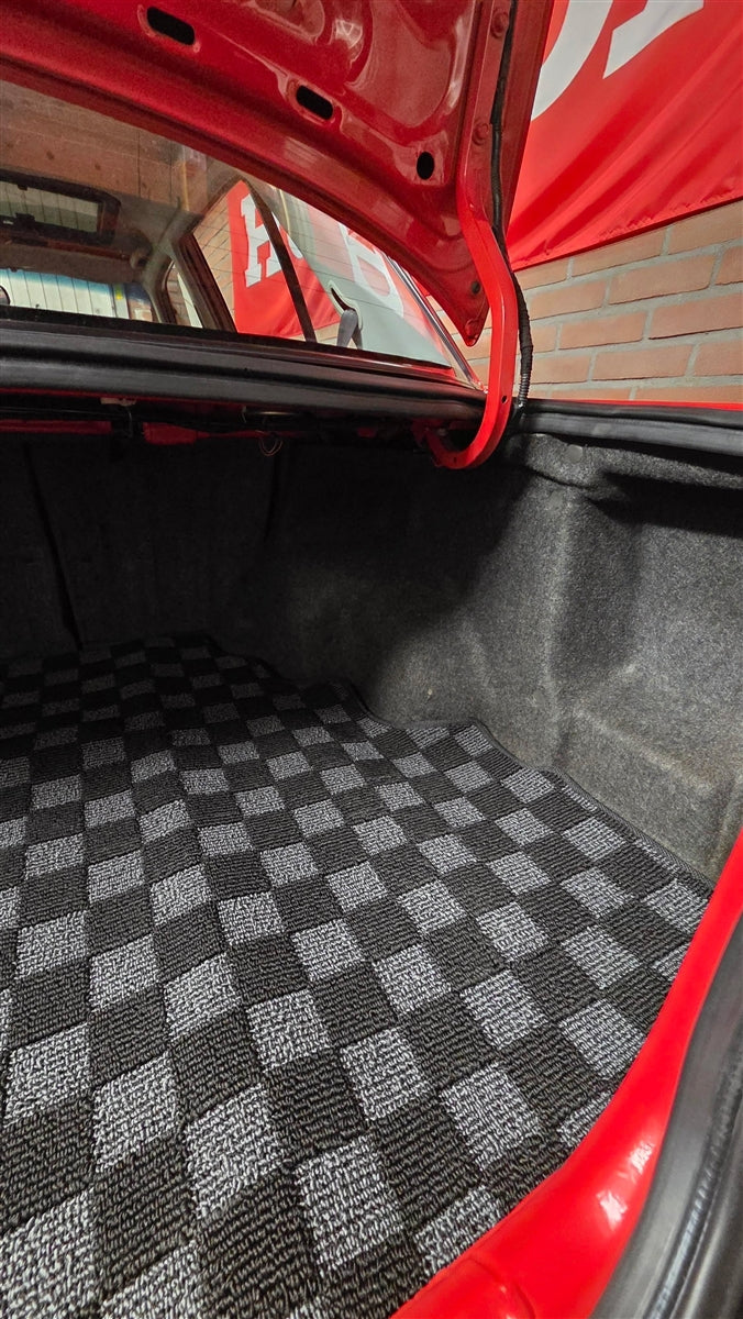 Phase 2 Motortrend (P2M) Checkered Carpet Race Trunk Mat - Honda Civic EF Sedan (1988-1991)