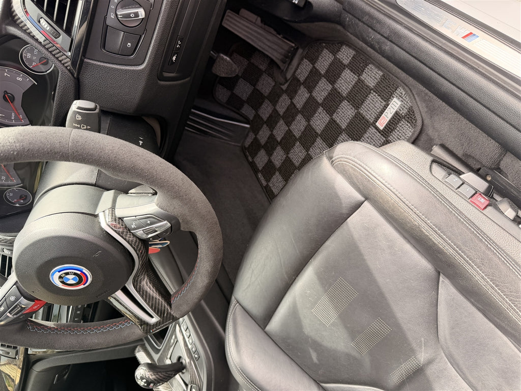 Phase 2 Motortrend (P2M) RHD Checkered Carpet Race Floor Mats - BMW F30/F80 3 Series (2014-2018)