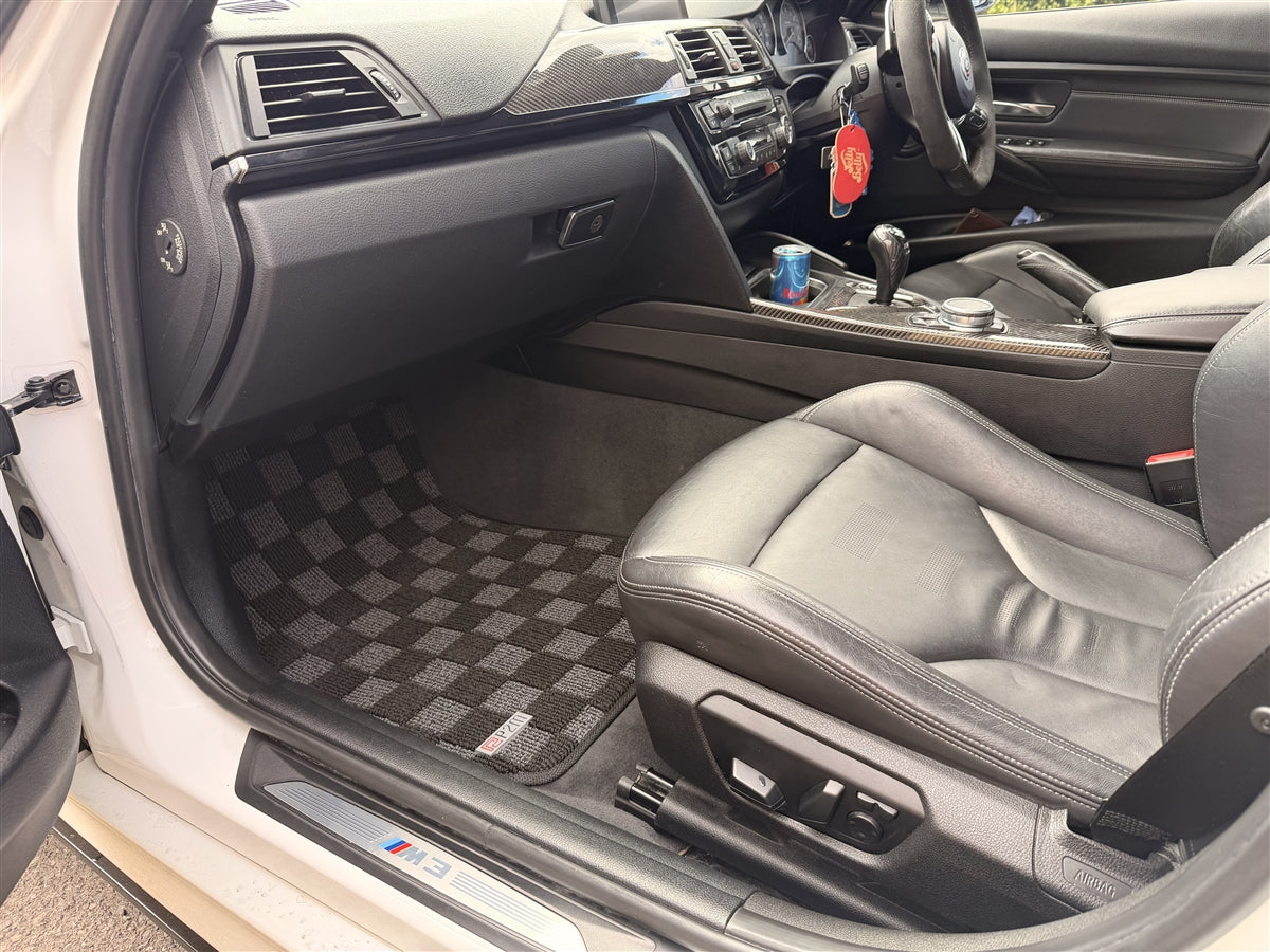 Phase 2 Motortrend (P2M) RHD Checkered Carpet Race Floor Mats - BMW F30/F80 3 Series (2014-2018)