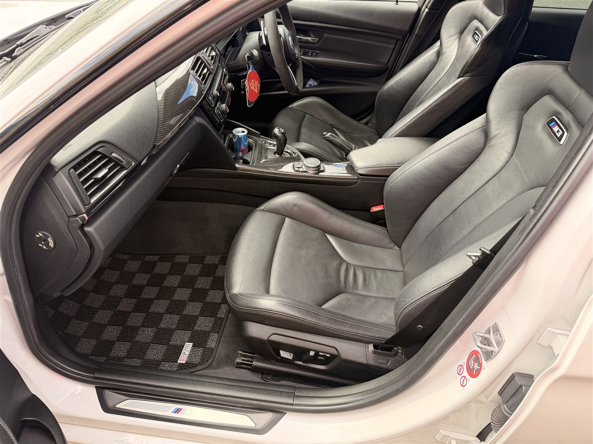Phase 2 Motortrend (P2M) RHD Checkered Carpet Race Floor Mats - BMW F30/F80 3 Series (2014-2018)
