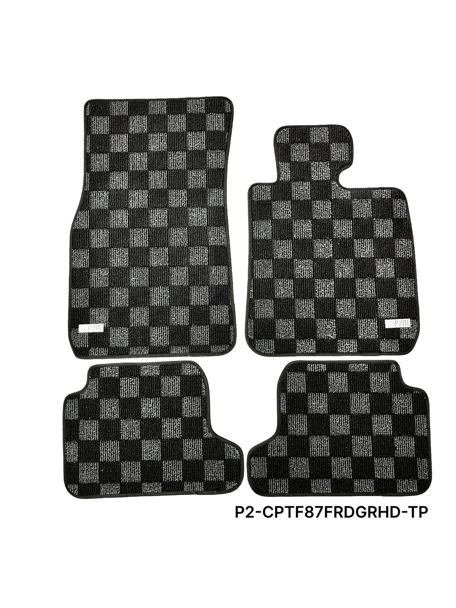 Phase 2 Motortrend (P2M) RHD Checkered Carpet Race Floor Mats - BMW F22/F87 2 Series