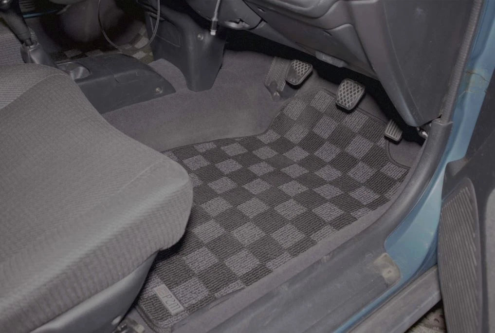 Phase 2 Motortrend (P2M) RHD Checkered Carpet Race Floor Mats - Honda Civic EG EJ EH Coupe Hatch Sedan (1992-1995)
