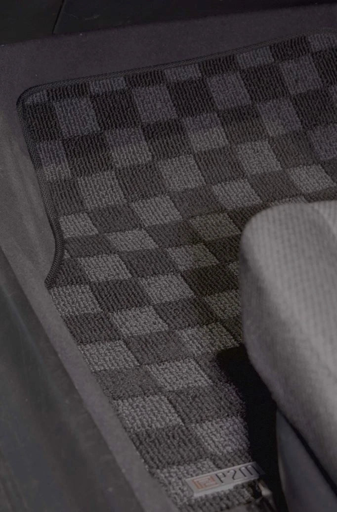 Phase 2 Motortrend (P2M) RHD Checkered Carpet Race Floor Mats - Honda Civic EG EJ EH Coupe Hatch Sedan (1992-1995)