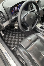 Phase 2 Motortrend (P2M) Front & Rear Checkered Race Carpet Floor Mats - Infiniti G37 Coupe / Sedan (2008-2013)
